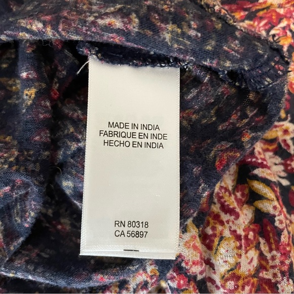Lucky Brand Floral Print Women's Top Tunic 3X Boho Cotton Flowy Long Sleeve - Picture 5 of 6